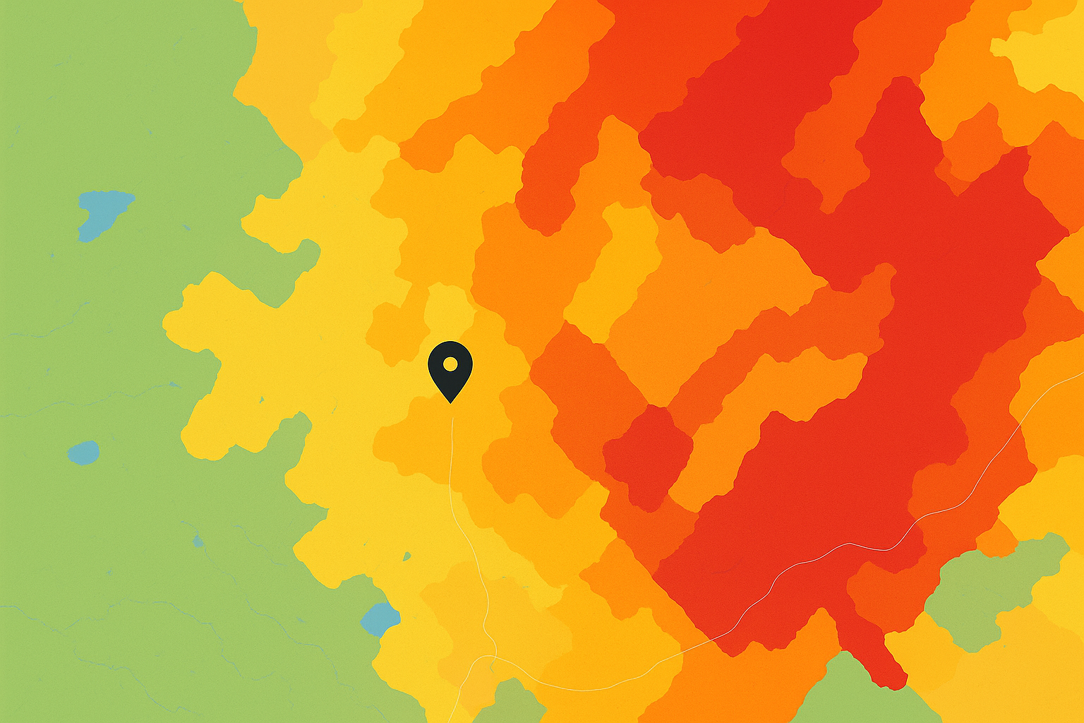Wildfire risk heatmap showing varying risk levels across different geographic regions
